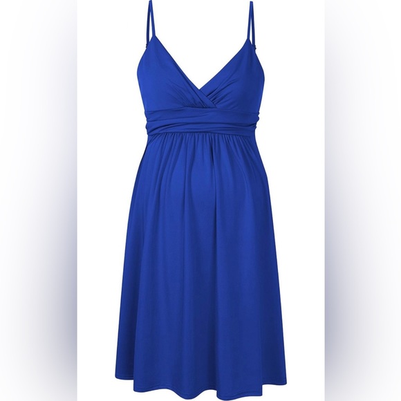 NWT - Women's Sleeveless Knee Length Maternity Dress - Blue - Picture 2 of 6